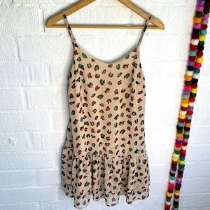 Audrey 3+1 Cheetah Ruffle Tank Mini Dress sz S